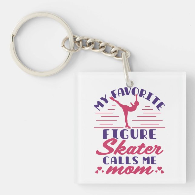 Llavero Mi patinador gráfico favorito me llama mamá (Frente)