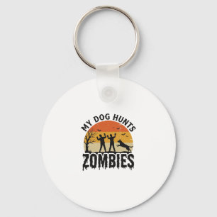 Llavero Mi Perro Caza Zombies Arte Vintage de Perro de Hal