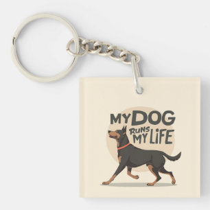 Llavero Mi Perro Dirige Mi Vida Arte Doberman Corriendo