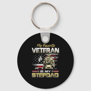 Llavero Mi veterano favorito es el padrastro bandera padre