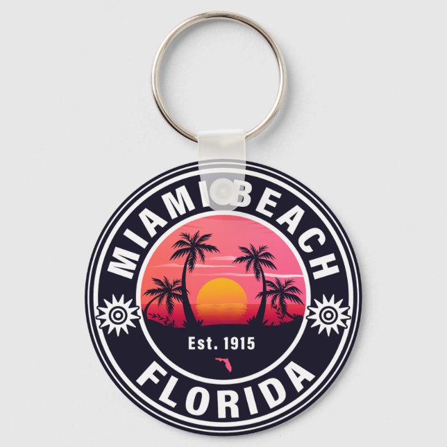 Llavero Miami Beach Florida Retro Sunset Souvenirs 60 (Anverso)