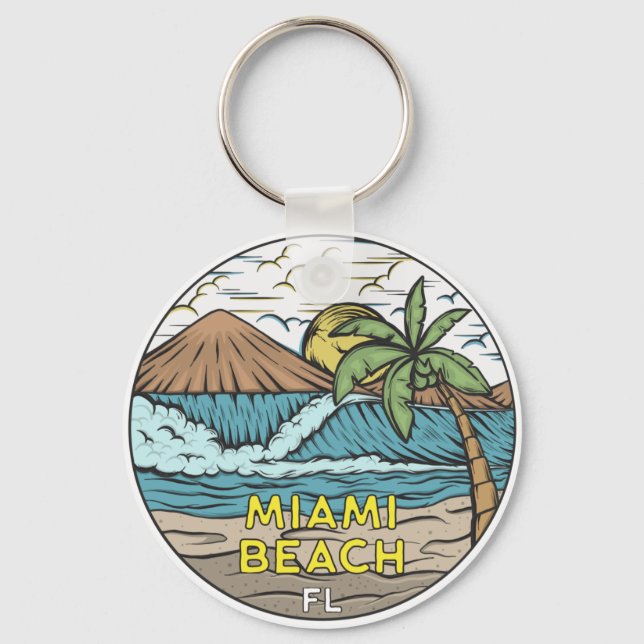 Llavero Miami Beach Florida Vintage (Anverso)