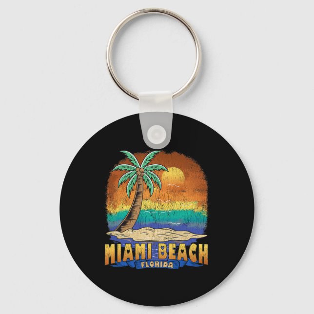 Llavero Miami Beach Florida Vintage Perturbate Souvenir (Anverso)