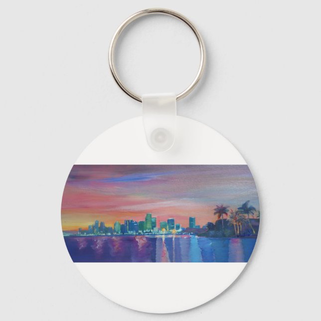 Llavero Miami Skyline Silhouette At Sunset In Florida (Anverso)