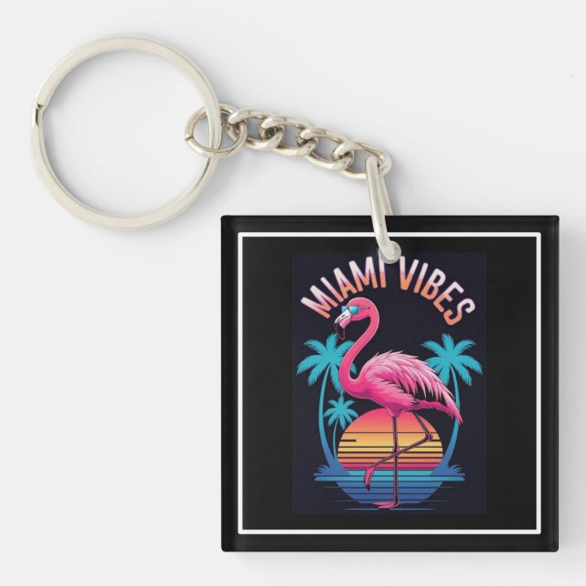 Llavero Miami Vibes Summer Flamingo Design-63454 (Frente)