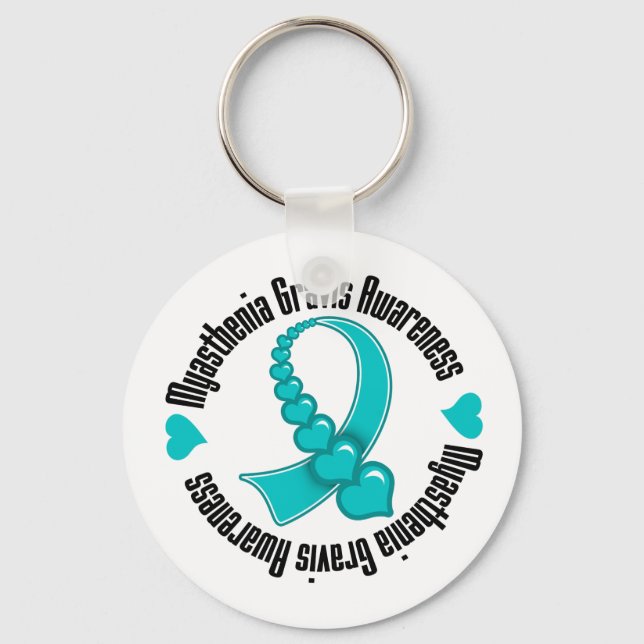 Llavero Miastenia Gravis Awareness Cascading Hearts (Anverso)