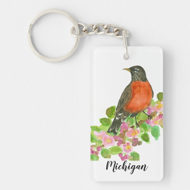 Llavero Michigan American Robin State Bird (Frente)