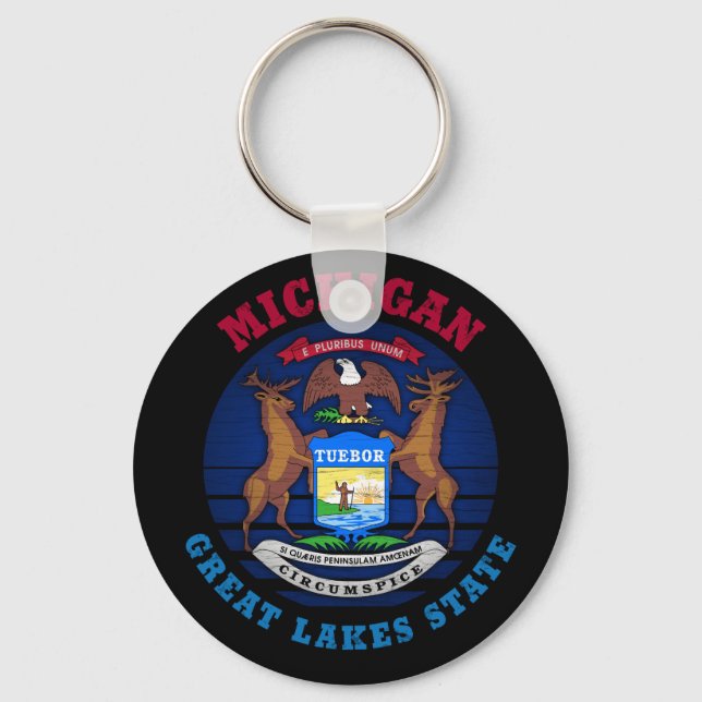 LLAVERO MICHIGAN GREAT LAKES STATE FLAG KEY RING (Anverso)