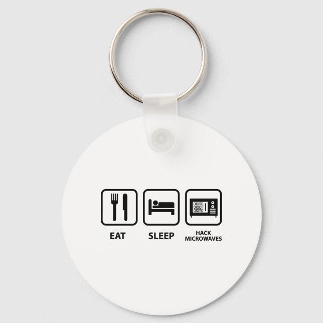 Llavero Microondas Hack para dormir para comer (Anverso)