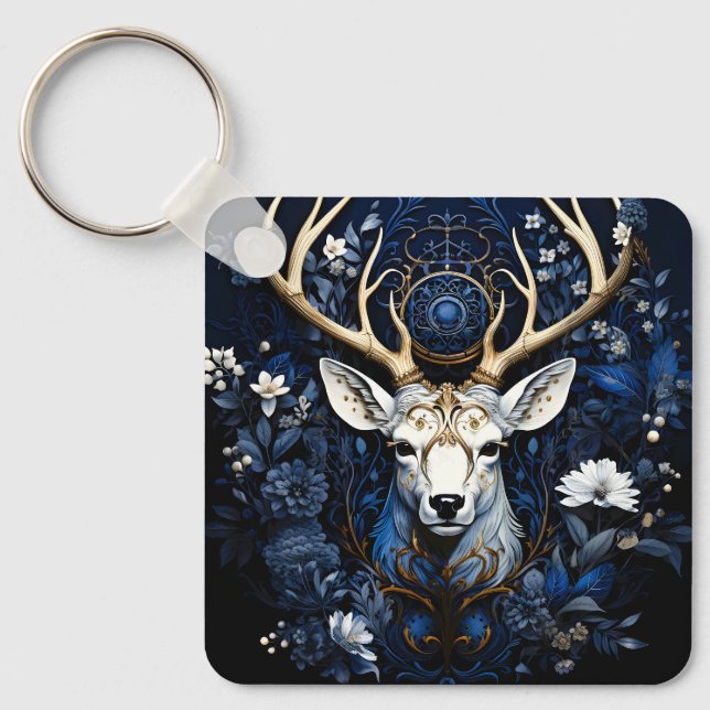 Llavero Midnight Celestial Floral Gothic Deer (Anverso)