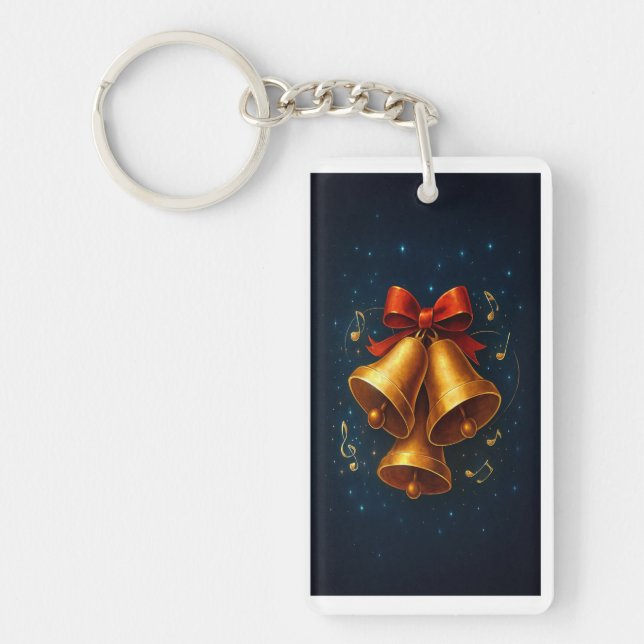 Llavero Midnight Jingle: Holiday Keychain with Golden Glow (Frente)