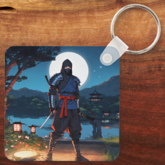 Llavero Midnight Shinobi: Silueta de Ninja bajo la Luz de