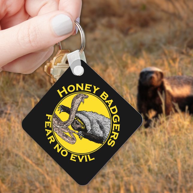 Llavero Miedo a los atracadores de miel no teme al mal art (Honey badgers fear no evil wild animal art key ring)