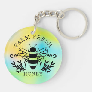 Llavero Miel de abeja botánica diseño vintage granja fresc
