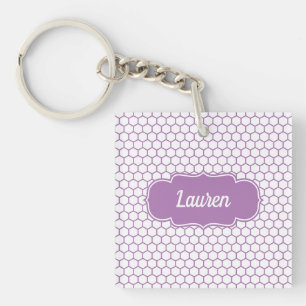 Llavero Miel de abeja morada clara con nombre personalizad