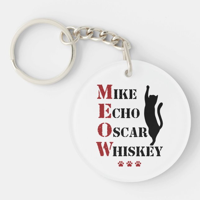 Llavero Mike Echo Oscar Whiskey MEOW Cat (Frente)