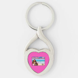 Llavero Mikitiez Tailandia coco loza playa blanco rosa