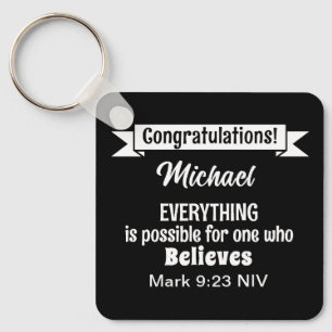Llavero Milagro Biblia Verse Fe Cristiana Negro