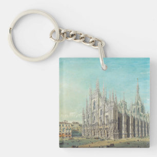 Llavero Milán Piazza del Duomo años 1850 por Carlo Bossoli