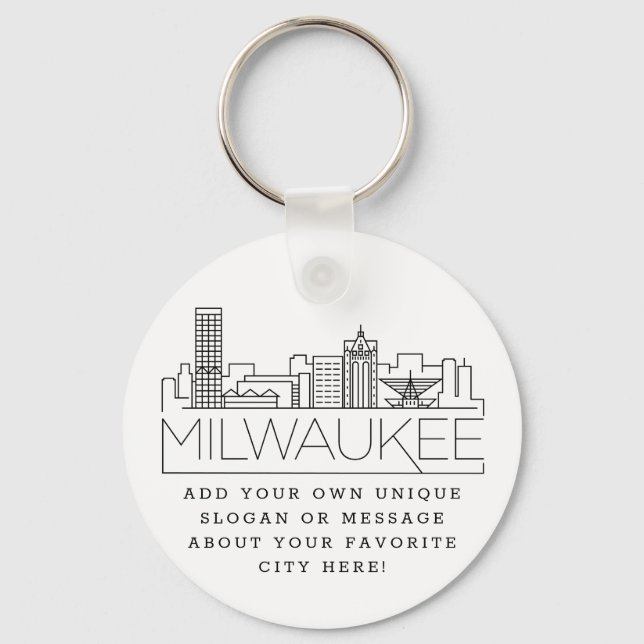 Llavero Milwaukee Stylized Skyline | Lema Personalizado (Anverso)