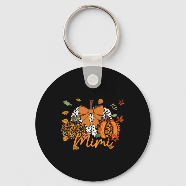 Llavero Mimi Thankding Leopard Pumpkin Coquette Bow Mom (Anverso)