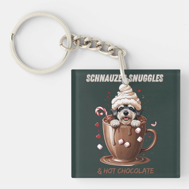 Llavero Mimos de Schnauzer y Chocolate Caliente (Frente)