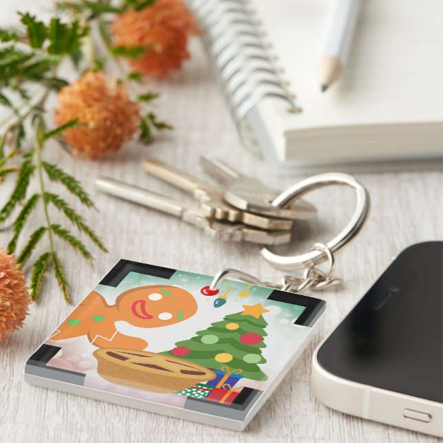 Llavero Mince Pie fotografiado por un hombre de pan de jen (Frente Derecha)