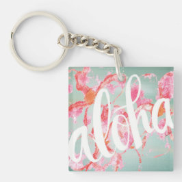 Llavero Mini Aloha Plumeria Square