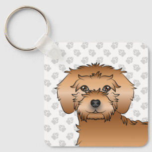Llavero Mini Goldendoodle Cartoon de albaricoque & nombre