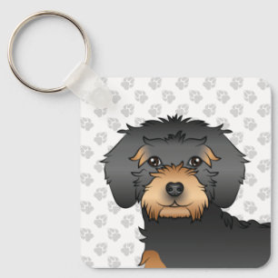Llavero Mini Goldendoodle Negro y Canela Perro de Dibujos 