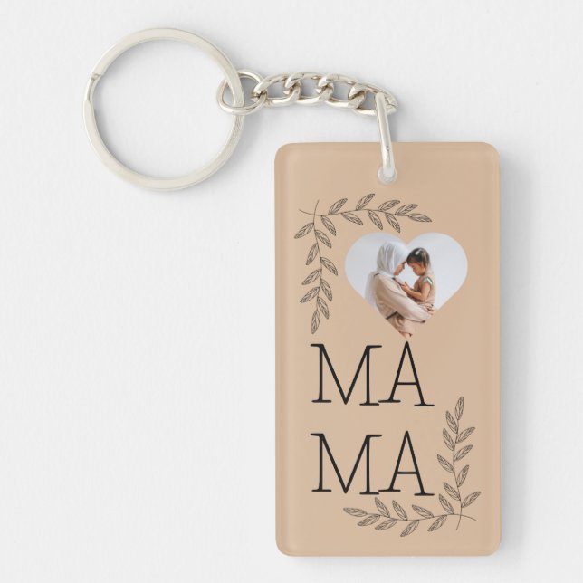 Llavero Mini Rectangle Keychain con marco de foto cardíaca (Frente)