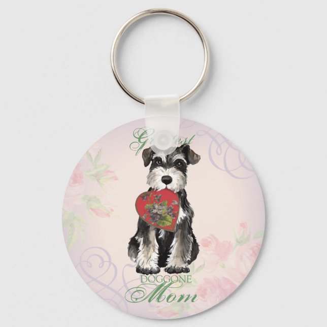 Llavero Miniatura Schnauzer Heart Mom (Anverso)
