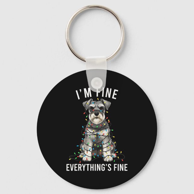 Llavero Miniature Schnauzer Christmas I'm Fine Everything  (Anverso)