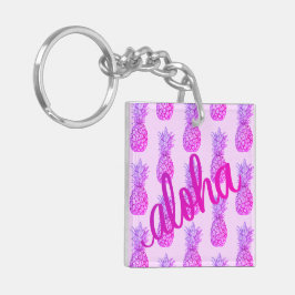Llavero Minicadena cuadrada Aloha Purple Pineapple