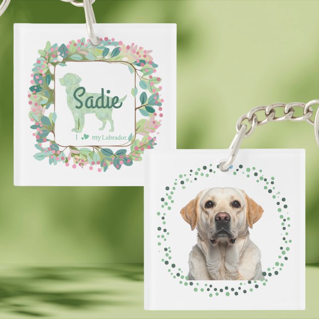 Llavero Minimal Mint Labrador | Custom Name & Photo (Subido por el creador)