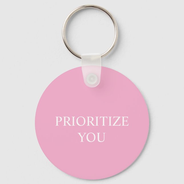 Llavero Minimal Prioritize You Quote Dusty Rose Pink (Anverso)