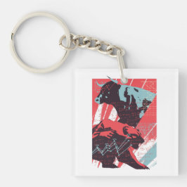 Llavero Minimal Stock Market Bull Bear Chart