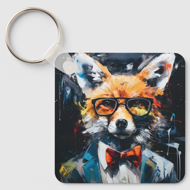 Llavero Minimalist Abstract Suited Fox (Anverso)