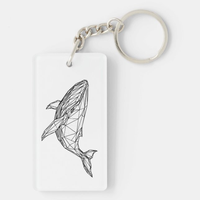 Llavero Minimalist Geometric Whale Acrylic Keychain (Atrás)