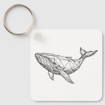 Minimalist Geometric Whale Keychain