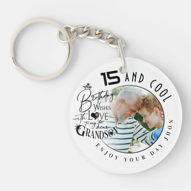 Llavero Minimalist Grandson Custom Gifts (Frente)