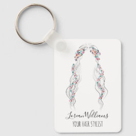 Llavero Minimalist Hairstylist Bride Wavy Hair Floral QR