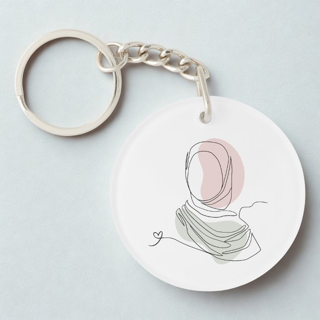 Llavero Minimalist Hijab Line Art Circle -Acrylic Keychain (Front)