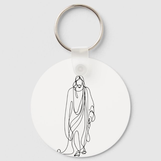 Llavero Minimalist Jesus Drawing | One Line Art (Anverso)