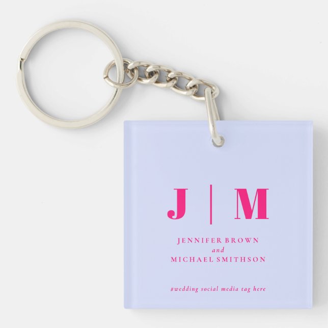 Llavero Minimalist Lilac Pink Simple Monogram (Frente)