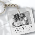 Llavero Minimalist Modern Chic Best Friends BFF Photo<br><div class="desc">Design is composed of fun and playful typography with sans serif and serif font. Add a custom photo.</div>