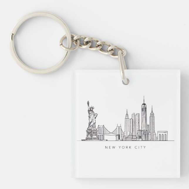 Llavero Minimalist New York City Skyline Line Art (Frente)