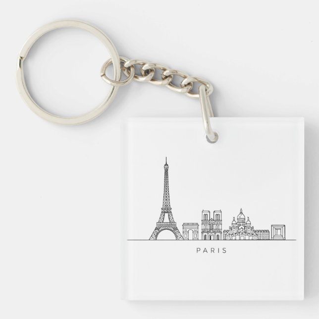 Llavero Minimalist Paris Skyline Line Art (Frente)
