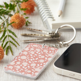 Llavero Minimalist Pastel Rose White Floral Pattern