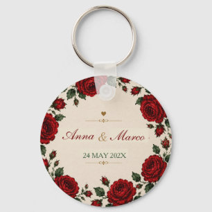 Llavero Minimalist Red Rose Elegant Floral Classic Rose